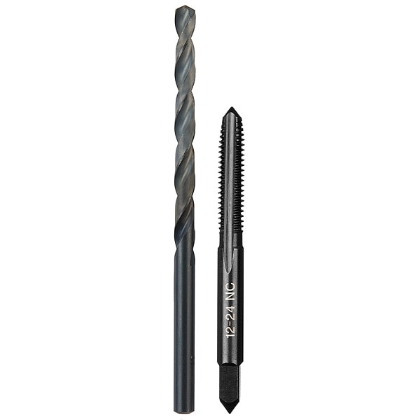 Milwaukee Tool 12-24 NC Straight Flute Plug Tap & No. 16 Drill Bit - 49-57-5530