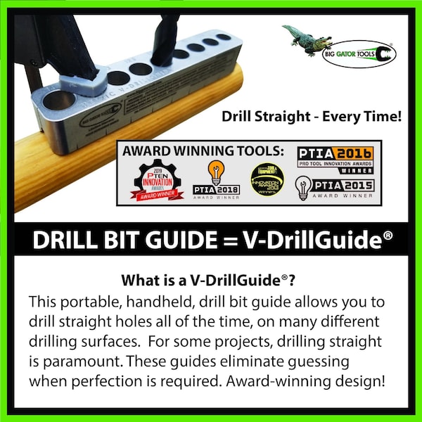 V-Drillguide 6 Piece Set - Complete set of Imperial and Metric V-DrillGuides by Big Gator Tools - BIG GATOR DRILL SET