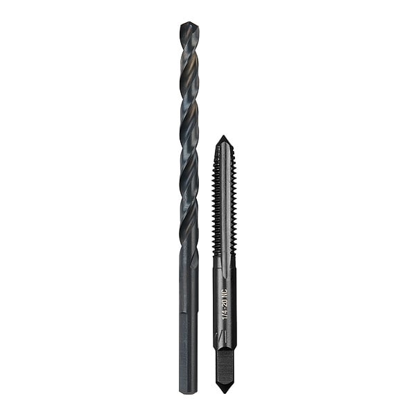 Milwaukee Tool 1/4"-20 NC Straight Flute Plug Tap & No. 7 Drill Bit - 49-57-5534