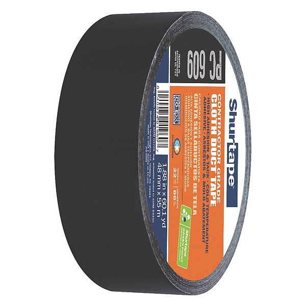 Cinta adhesiva Shurtape, 55m L, Adhesión 71 oz./in, Negra - PC 609 BLK-48mm x 55m-24 rollos/caja