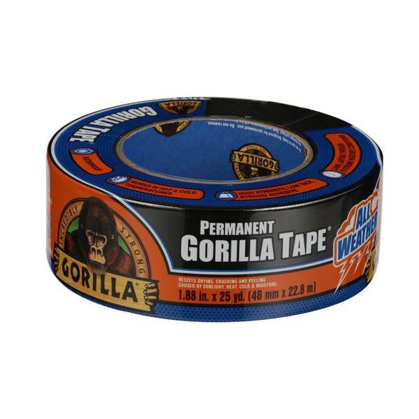 Cinta adhesiva Gorilla Glue, negra, 1 7/8 pulgadas x 25 yardas, 0.7 mil - 6009002