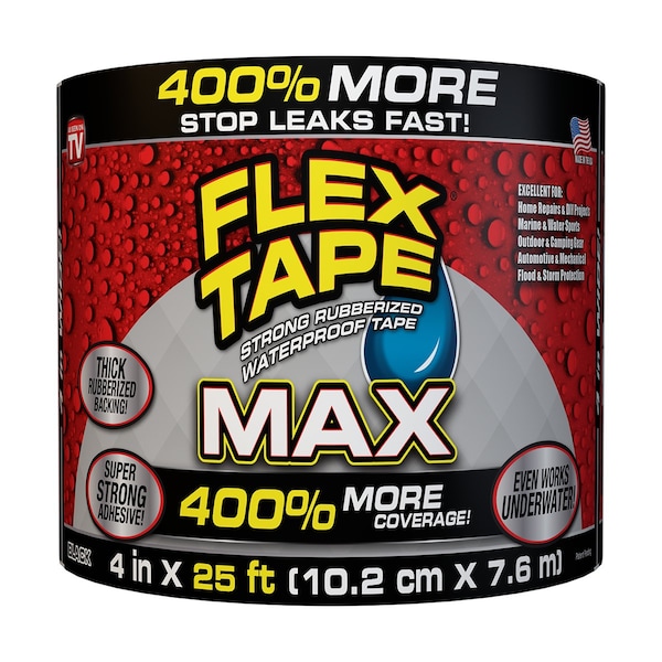Flex Tape Negra Max 4 pulgadas x 25 pies - TFSMAXBLK04