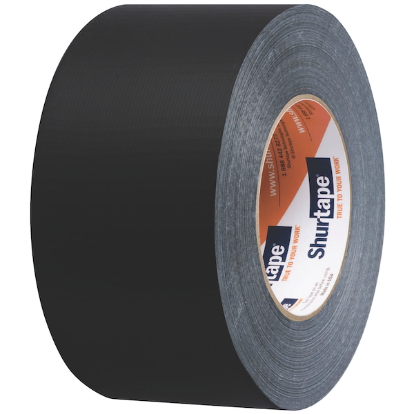 Cinta adhesiva de tela Shurtape, 72mm x 55m, 10 mil, negro, paquete de 16 - PC 618 BLK-72mm x 55m-16 rollos/caja.