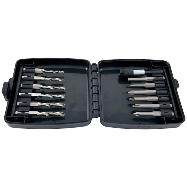 H & H Industrial Products 14 Piece 6-32~1/4-20 High Speed Steel 3-In-1 Tap & Drill Kit - 1011-0140