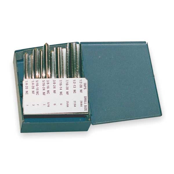 Widia Hand Tap Set, 10 PC, HSS, 1/4-20 to 1/2-20 - 16401