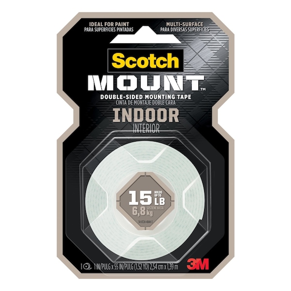 Cinta de montaje de doble cara Scotch 3M de 1 in. de ancho X 55 in. de largo color blanco - 214H