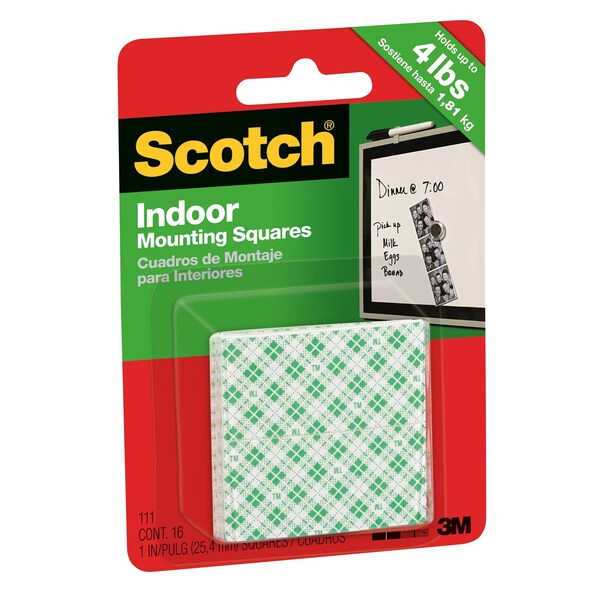 Cuadros de Montaje Blancos de Doble Cara Scotch de 1 pulgada de ancho X 1 pulgada de largo - 111P