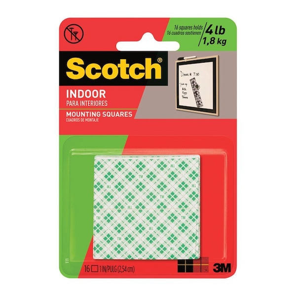 Cuadros de Montaje Blancos de Doble Cara Scotch de 1 pulgada de ancho X 1 pulgada de largo - 111P