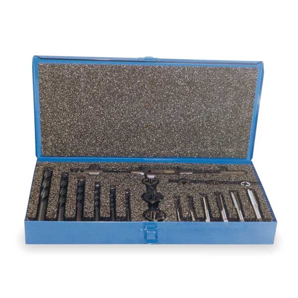 Cleveland 18PC HSS Plug Hand Tap And HSS  Round Adjustable Die and Jobber Drill Set Cle-Line 7 Sizes M6 To M12 - C00451