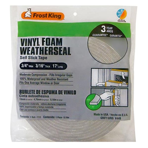 Thermwell V449H Cinta de espuma de vinilo para sellado contra clima frío; Gris - 174367
