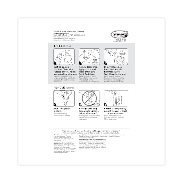 Tiras de Repuesto Command, Removibles, Soportan hasta 2 lbs, 0.63 x 1.75, Transparentes, Paquete de 9 - 17021CLR-ES