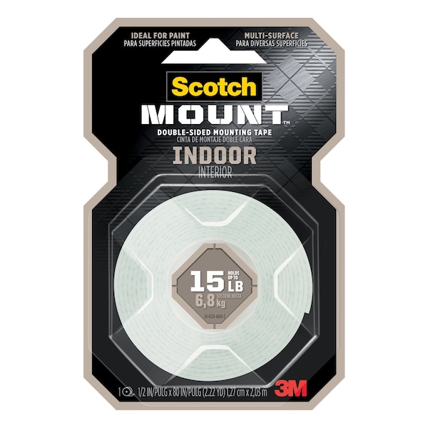 Montaje de cinta adhesiva de doble cara Scotch 3M de 1/2 pulgadas de ancho x 80 pulgadas de largo en color blanco - 110H.