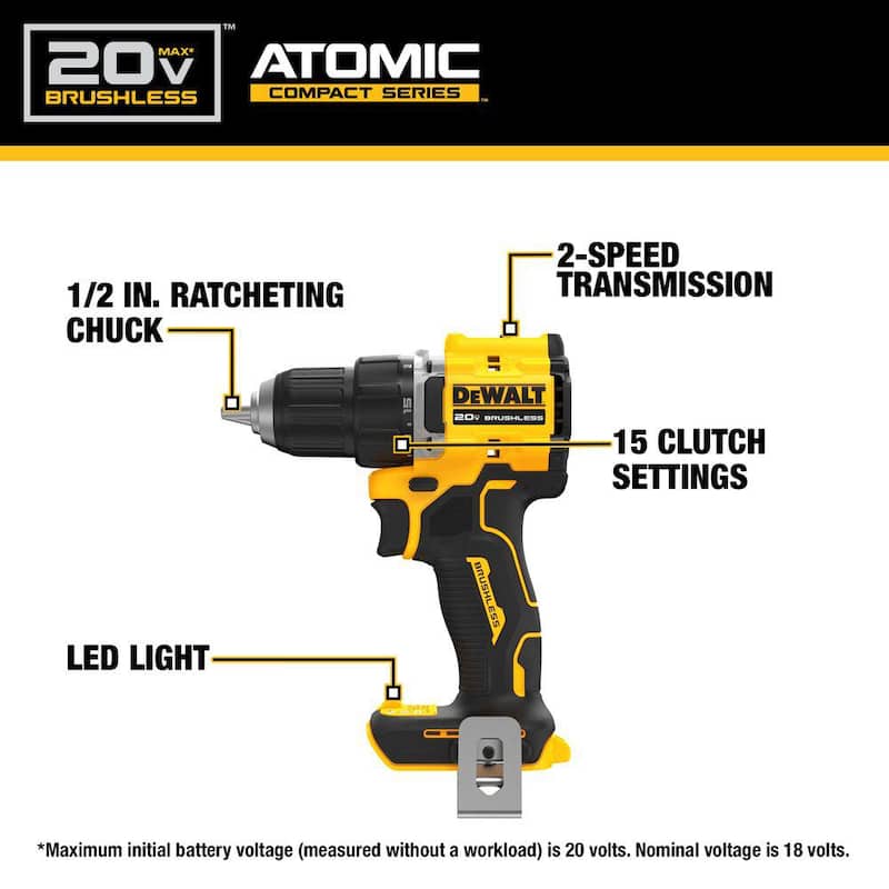Kit combinado inalámbrico DEWALT de 7 herramientas con batería de iones de litio de 20 voltios MAX, 2.0 Ah, batería de 5.0 Ah y cargador - DCK700D1P1