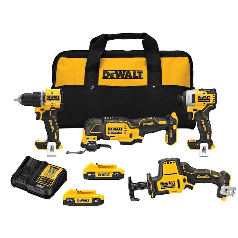 Juego combinado inalámbrico sin escobillas DEWALT ATOMIC de 20 voltios con baterías de 2.0Ah, cargador y bolsa - DCK486D2