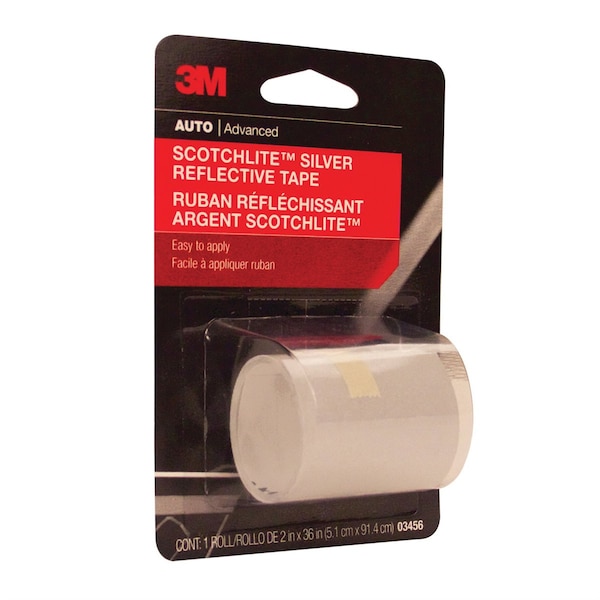 Cinta reflectante Scotchlite ™ 3M ™ 03456C, 2 pulgadas x 36 pulgadas, Plateado - 3456
