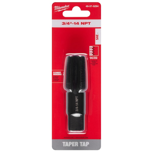 Milwaukee Tool 3/4"-14 NPT Straight Flute Taper Tap - 49-57-5294