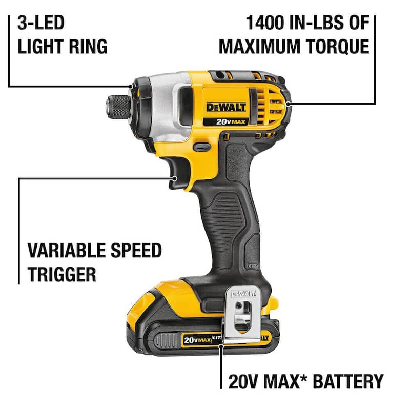 Juego de herramientas inalámbricas DEWALT 20V MAX de 10 herramientas con (2) baterías de 20V 2.0Ah, cargador y bolsa - DCK1020D2