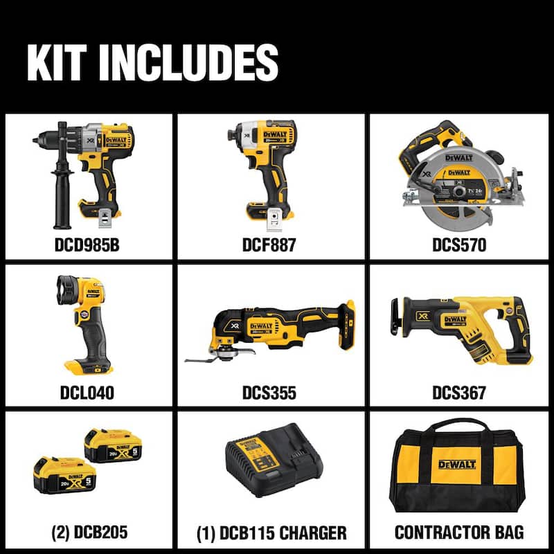Kit Combo inalámbrico de 6 herramientas DEWALT 20V MAX con (2) baterías de 20V 5.0Ah y cargador - DCK694P2