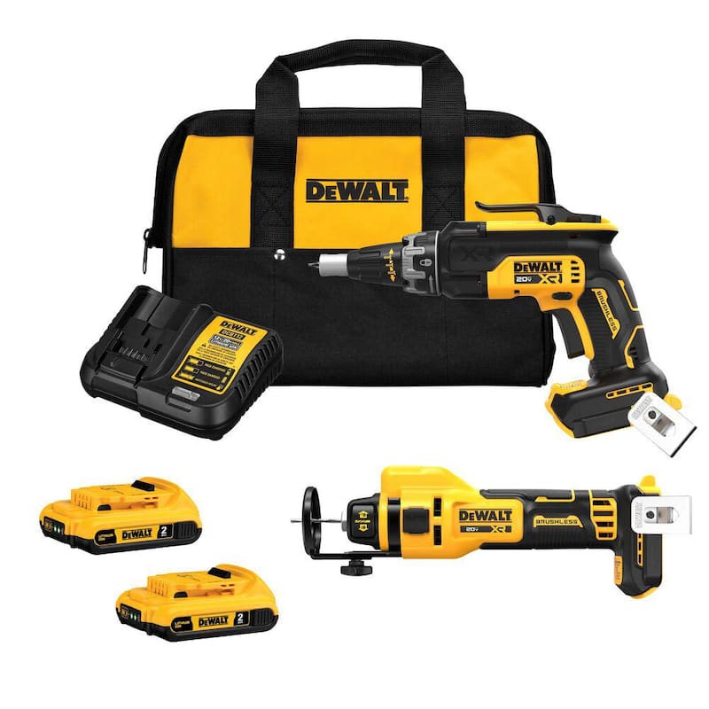 Kit combinado inalámbrico de destornillador y recortadora Brushless de 20 voltios con baterías de 2.0Ah, cargador y bolso - DCK265D2