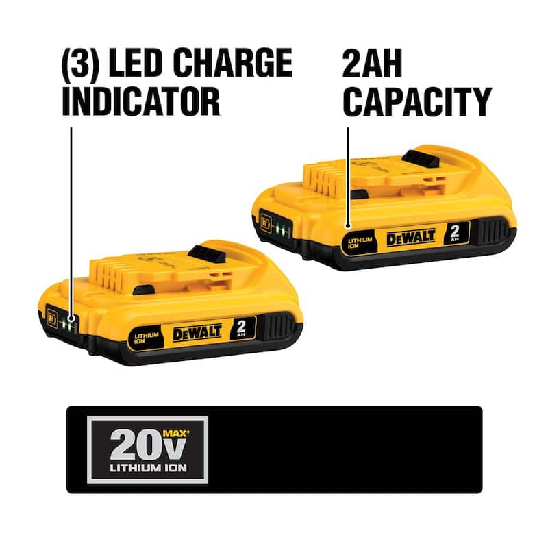 Kit combinado inalámbrico de destornillador y recortadora Brushless de 20 voltios con baterías de 2.0Ah, cargador y bolso - DCK265D2