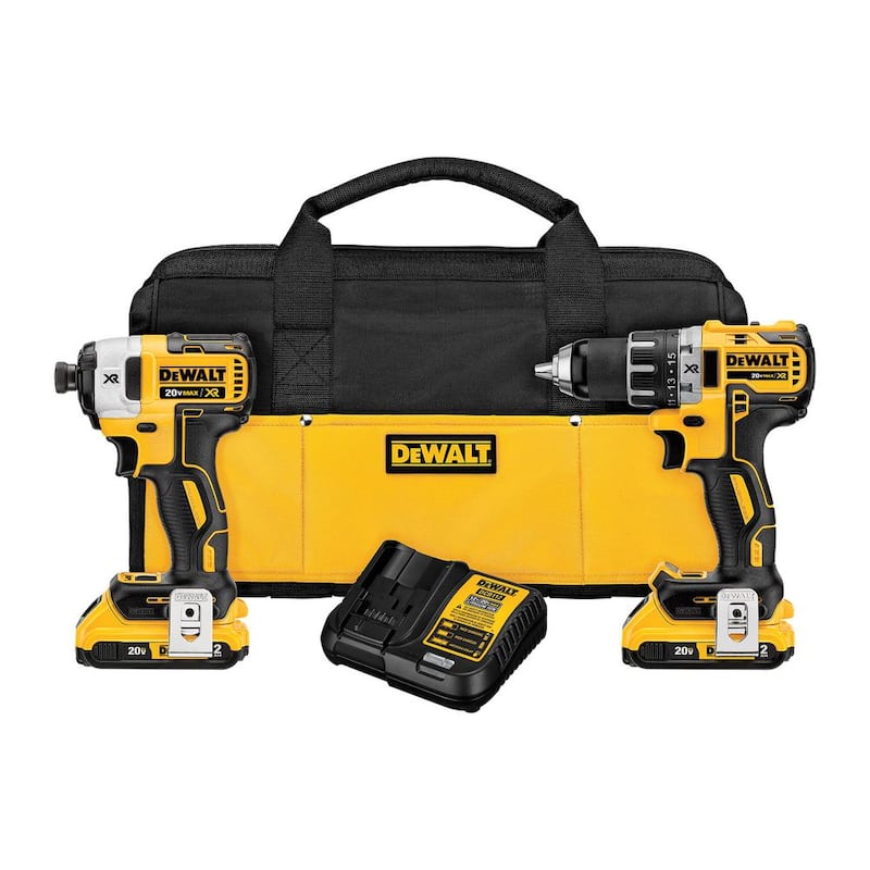 Kit de combo inalámbrico DEWALT 20V MAX XR con taladro/impacto sin escobillas y (2) baterías de 20V 2.0Ah y cargador - DCK283D2