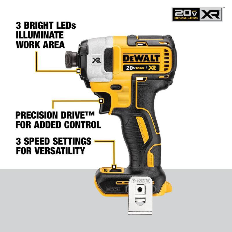 Kit combinado inalámbrico DEWALT de 20V Máximo de iones de litio con 4 herramientas, batería de 4Ah, batería de 2Ah, cargador y bolsa - DCK482D1M1