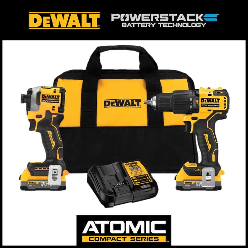DEWALT 20V MAX Kit Combo de 2 Herramientas Inalámbricas sin Escobillas de Litio-Ion con (2) Baterías de 1.7Ah, Cargador y Bolsa - DCK254E2