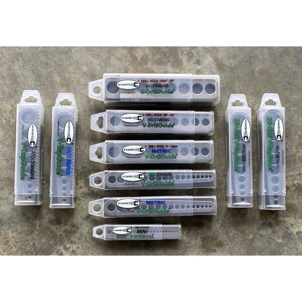 V-Drillguide And V-Tapguide 10 Piece Set - Complete set of the Big Gator Tools Line (6) V-DrillGuides and (4) V-TapGuides - THE ULTIMATE BIG GATOR SET