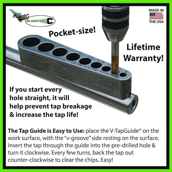V-Drillguide And V-Tapguide 10 Piece Set - Complete set of the Big Gator Tools Line (6) V-DrillGuides and (4) V-TapGuides - THE ULTIMATE BIG GATOR SET