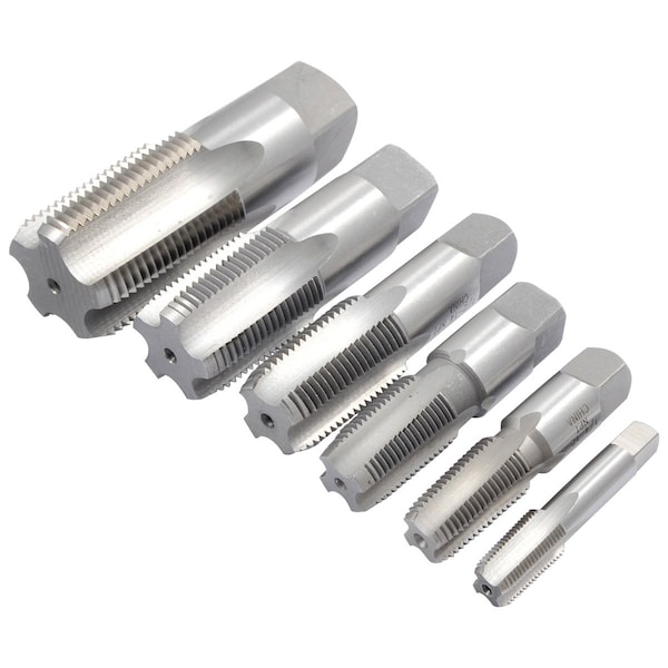 Hhip 6 Piece 1/8-1 in. Carbon Steel NPT Taper Pipe Tap Set - 1011-3307