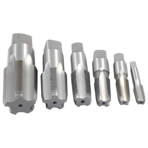 Hhip 6 Piece 1/8-1 in. Carbon Steel NPT Taper Pipe Tap Set - 1011-3307