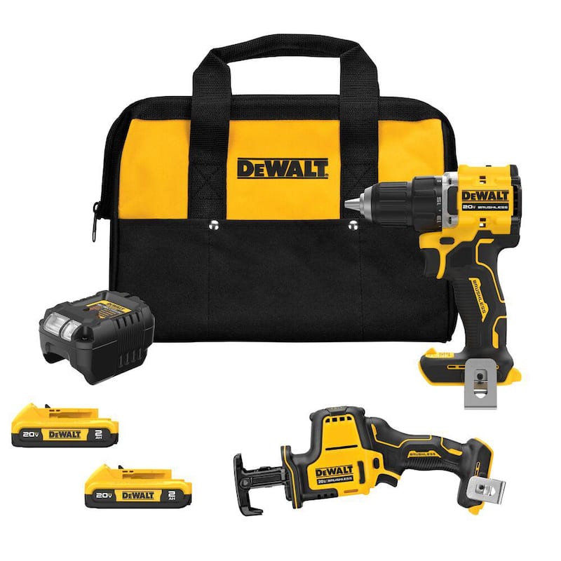 DEWALT ATOMIC Kit Combo de 2 herramientas inalámbricas de 20V MAX de iones de litio con 2 baterías, cargador y bolsa - DCK208D2