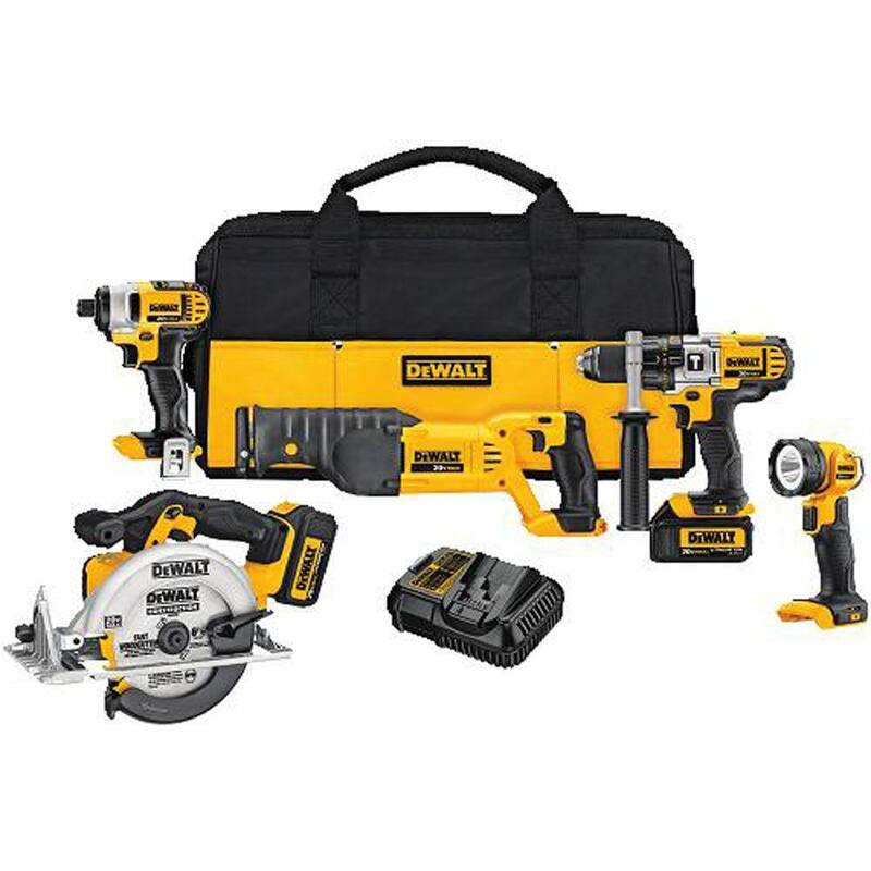 Juego de combo inalámbrico DEWALT 20V MAX de 5 herramientas con (2) baterías de 20V 3.0Ah y cargador - DCK592L2