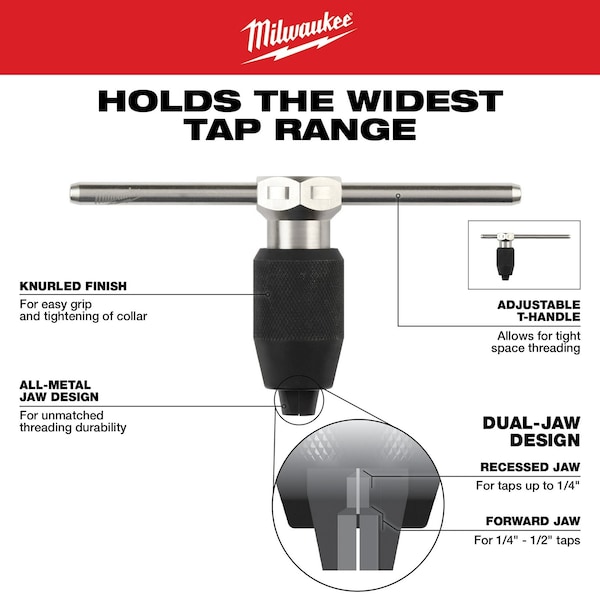 Milwaukee Tool Hex-LOK 2-in-1 Tap and Die Threading Handle? & Tap Collet - 49-57-5003