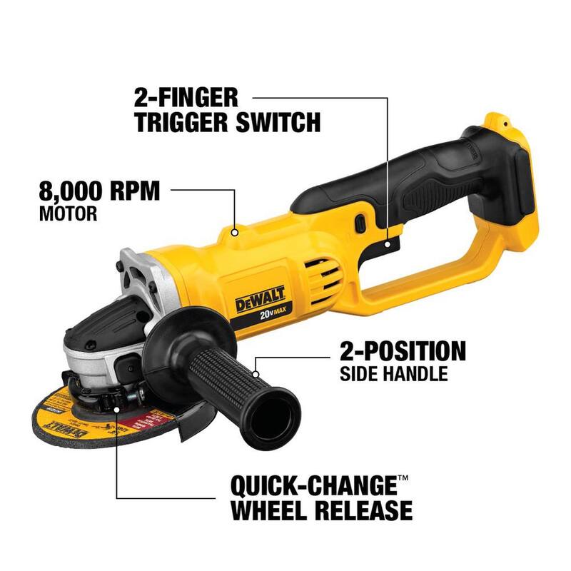 Kit de combo inalámbrico de taladro/destornillador DEWALT 20V MAX de iones de litio, 20V MAX 4.5-5 pulgadas Amoladora y (2) 20V MAX 1.3Ah Baterías - DCK240C2DCG412B