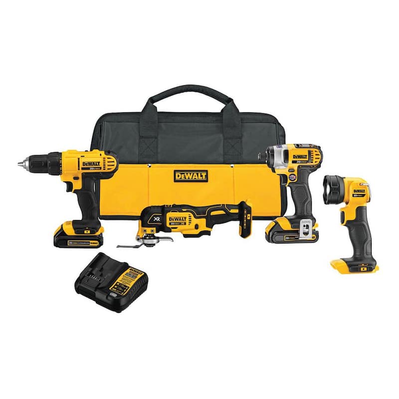Kit combinado DEWALT 20V MAX inalámbrico de 4 herramientas con (2) baterías de 20V 1.5Ah y cargador - DCK444C2