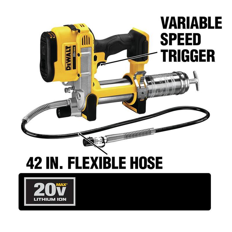 Juego de herramientas inalámbricas industriales DEWALT 20V MAX XR de 2 herramientas con llave de impacto de 1/2 pulgadas, pistola de grasa y (1) batería de 20V 5.0Ah - DCK206P1