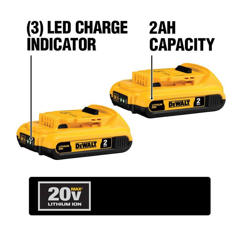 Kit de combinación inalámbrico DEWALT 20V MAX de 10 herramientas con batería de iones de litio, Llave de impacto sin escobillas ATOMIC 20V MAX de 1/2 pulgadas y (2) baterías de 2Ah - DCK1020D2WF921B.