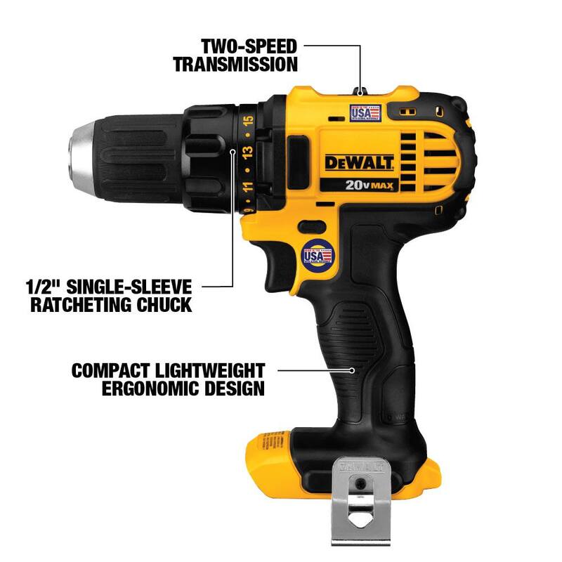 Juego combo de 2 herramientas inalámbricas DEWALT 20V MAX Taladro de impacto con (2) baterías de 20V 1.5Ah, cargador y bolsa - DCK280C2.