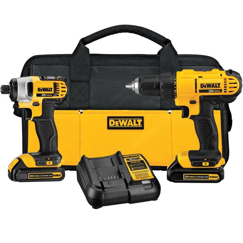 Kit combo inalámbrico DEWALT de 20V MAX de iones de litio (2 piezas), set de herramientas para mecánicos (200 piezas), (2) baterías de 20V 1.3Ah y cargador - DCK240C2DWMT75000
