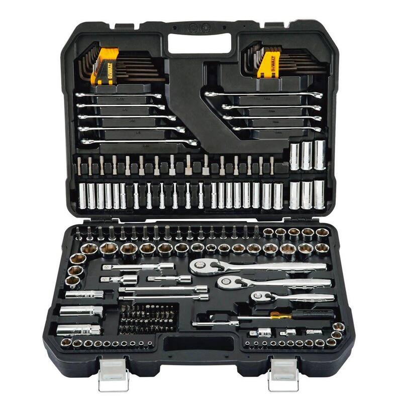 Kit combo inalámbrico DEWALT de 20V MAX de iones de litio (2 piezas), set de herramientas para mecánicos (200 piezas), (2) baterías de 20V 1.3Ah y cargador - DCK240C2DWMT75000
