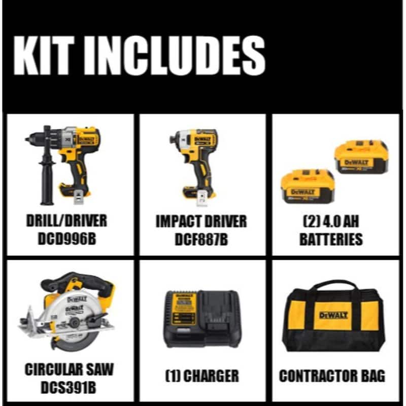 Kit de combo inalámbrico DEWALT 20V MAX XR sin escobillas con 2 herramientas, sierra circular inalámbrica de 6.5 pulgadas y (2) baterías de 20V 4.0Ah y cargador - DCK299M2w391