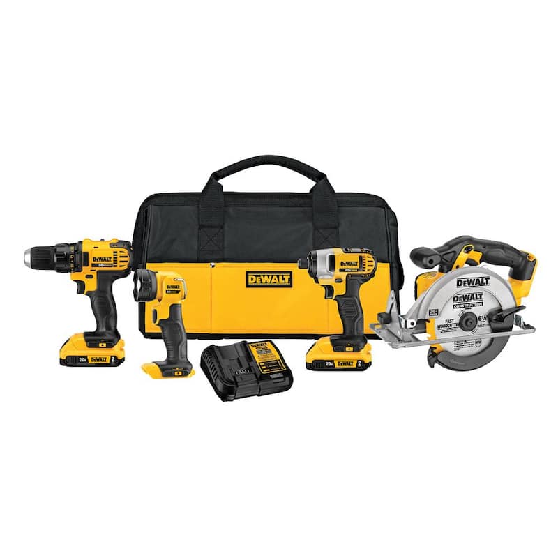 Kit de herramientas inalámbricas DEWALT 20V MAX con 4 herramientas, (2) baterías de 20V 2.0Ah y cargador - DCK421D2