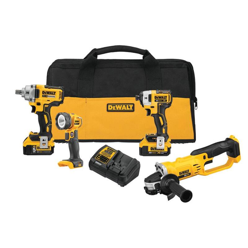 Kit Combo inalámbrico DEWALT 20V MAX con 4 herramientas, (2) baterías de 20V 5.0Ah y cargador - DCK498P2