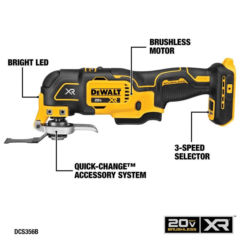 Kit combo DEWALT 20V MAX XR de taladro/impacto inalámbrico de iones de litio sin escobillas. Herramienta oscilante de 20V y (2) baterías de 20V 2.0Ah - DCK283D2WDCS356
