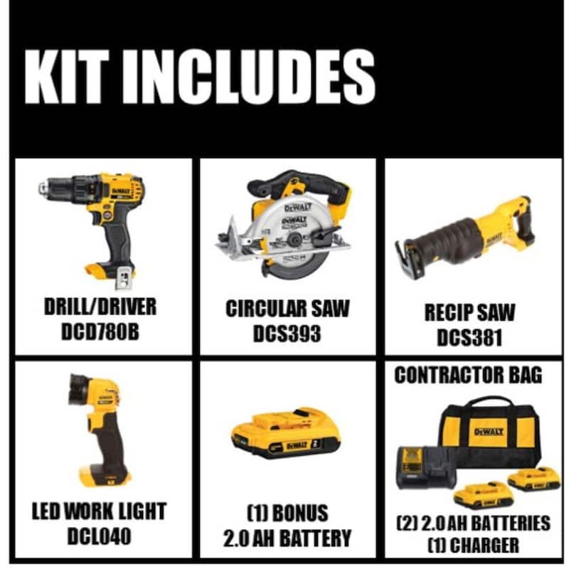 Kit combinado inalámbrico DEWALT 20V MAX y (3) baterías de 20V 2.0Ah y cargador - DCK423D2w203