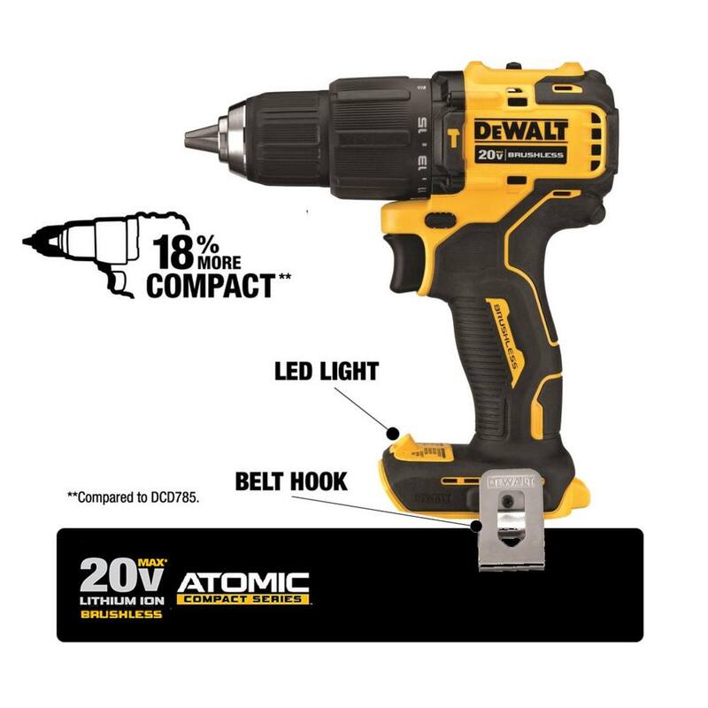 Juego combinado DEWALT ATOMIC 20V MAX de taladro/destornillador de impacto inalámbrico sin escobillas, incluye herramienta de combo 2, amoladora de 20V de 4.5-5 pulgadas y (2) baterías de 1.3Ah - DCK279C2W412
