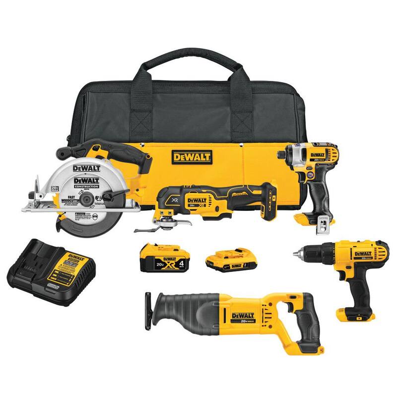 Kit combo inalámbrico de 5 herramientas DEWALT 20V MAX y lijadora inalámbrica DEWALT 20V MAX Brushless 1/4 Sheet Variable Speed - DCK551D1M1W200