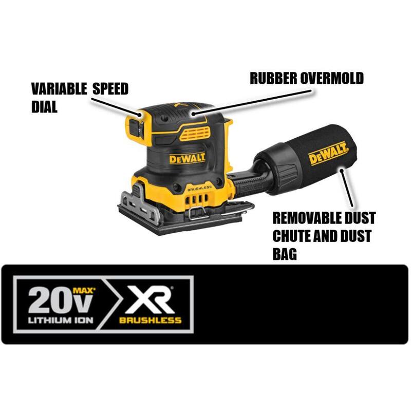 Kit combo inalámbrico de 7 herramientas DEWALT 20V MAX y lijadora inalámbrica de velocidad variable de 1/4 de hoja - DCK720D2W200B