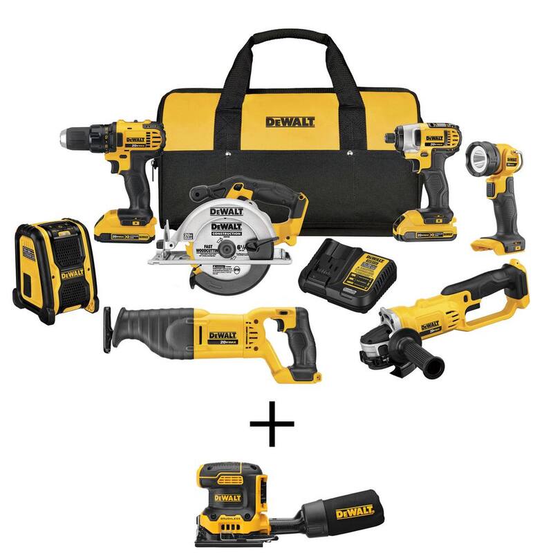Kit combo inalámbrico de 7 herramientas DEWALT 20V MAX y lijadora inalámbrica de velocidad variable de 1/4 de hoja - DCK720D2W200B